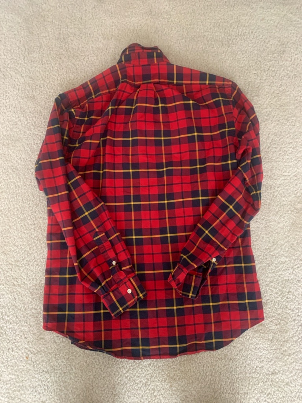 Men's Red Plaid Button-Up Shirt - Picture 5 of 9
